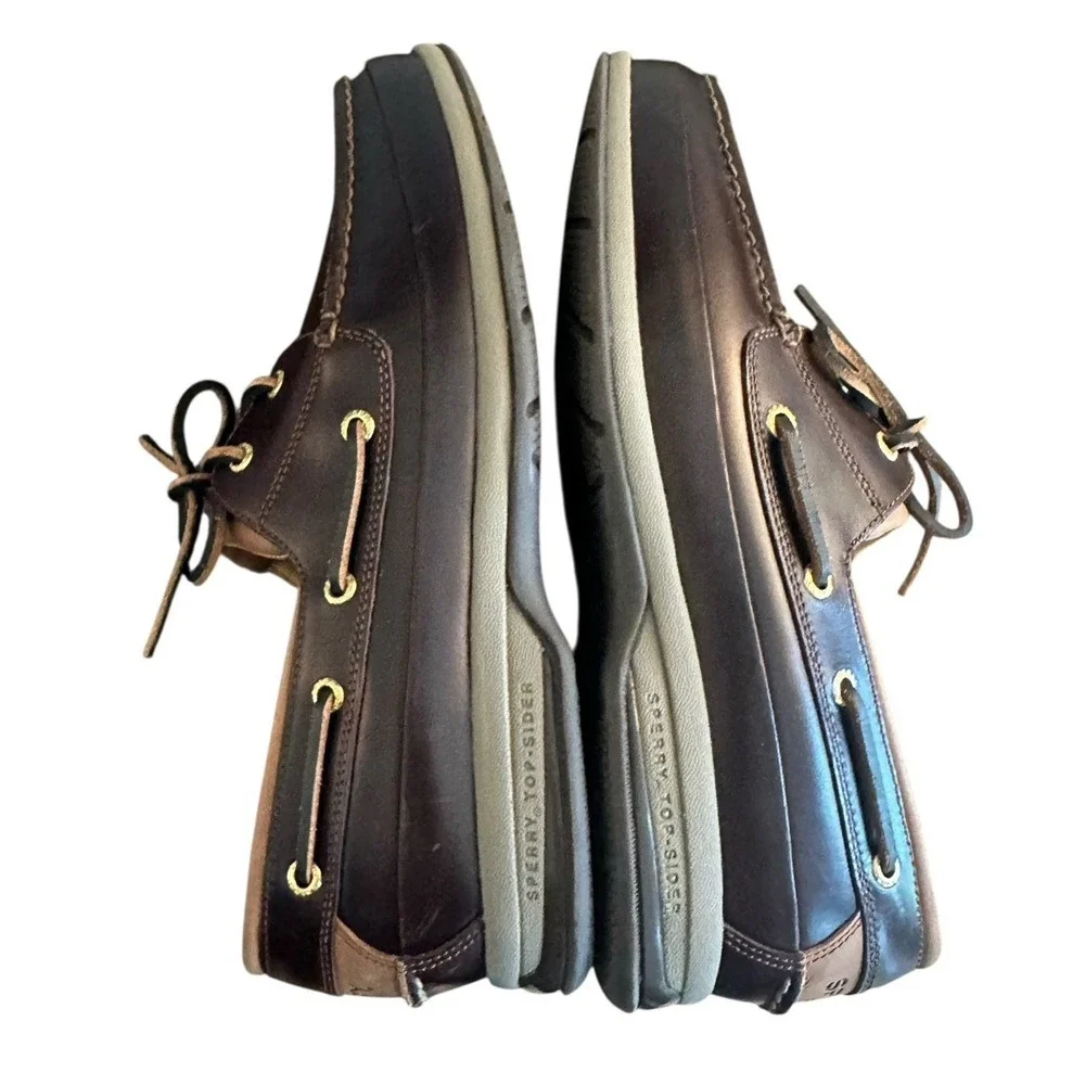 Sperry Mens Gold Cup Amaretto Leather Boat Shoes 0579052‎ Sz 11.5 Wide